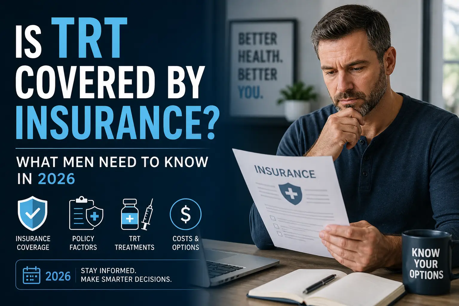 testosterone Replacement Therapy insurance coverage guide 2026 with policy details and treatment costs illustration