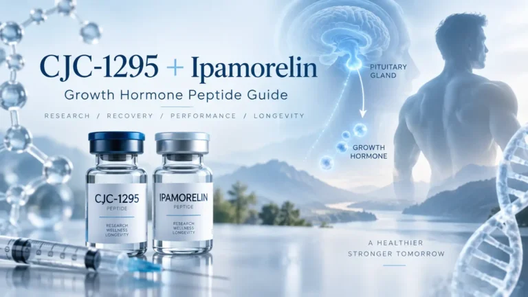 Illustration of CJC-1295 and Ipamorelin growth hormone pathways